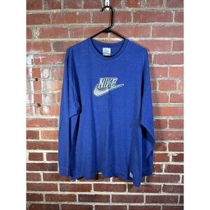 Vintage Y2k Nike Shirt Long Sleeve 2000s Silver Tag Swoosh Spell Out Adult XL